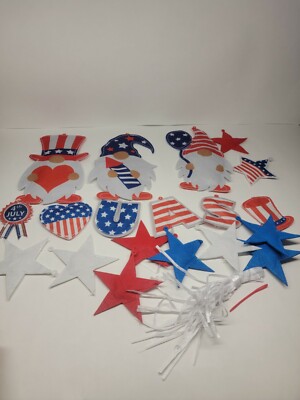 17PCS 4th of July fabric Patriotic hanging banner string Decorations stars USA