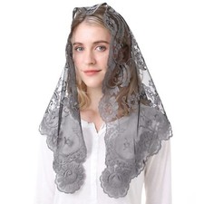 Embroidery Lace Veil Catholic Church Chapel Mantillas Scarf Traditional Lace