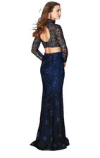 2 PCS EVENING NWT LA FEMME SIZE 10, formal two piece lace Black/Marine Blue