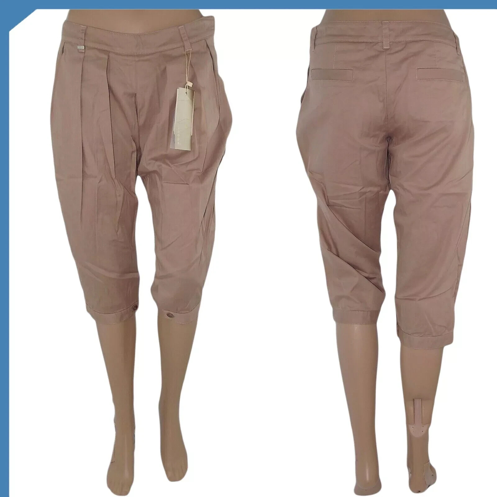 Loops Pantalone Al Ginocchio Donna Marrone Chiaro Pantaloni Cotone Taglia Small image 5