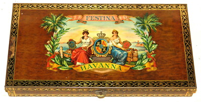 Festina Cuba Havanna Habanna Cigar Tobacco Tin 1920s