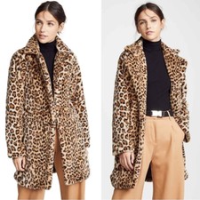 I.am.gia. Stefani Leopard Faux Fur Mobwife Coat Size Xs