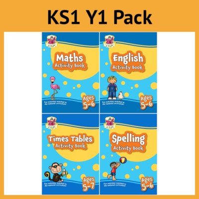 CGP KS1 Jahr 1 Mathe & Englisch Paket - 4 Bücher mit Antworten Alter 5-6 NEU