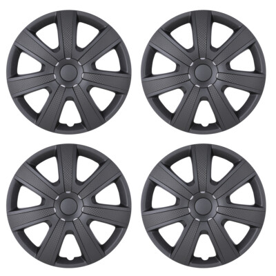 16'' Set Of 4 Wheel Covers Snap On Full Hub Caps For R16 Tire & Rim Matte Black