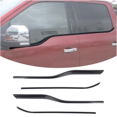 Black Window Bezel Sill Trim Strips Overlays For 2015-2020 Ford F150 Accessories