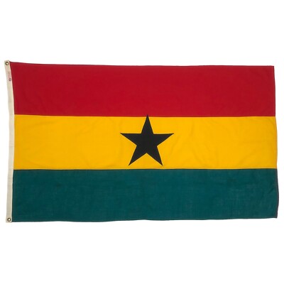 Vintage Sewn Cotton Ghana Flag Old Cloth Wool Ghanaian African Textile Art Decor
