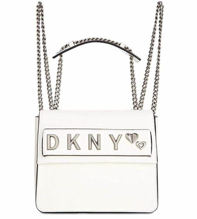 DKNY Women White Smoke Leather Snap Closure Small 