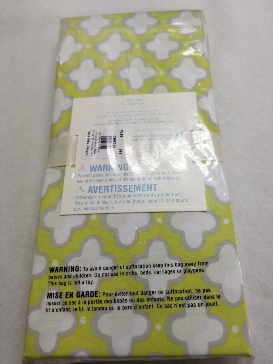 NEW Pottery Barn KIDS BABY Organic Harper Clover Geo Fitted Crib