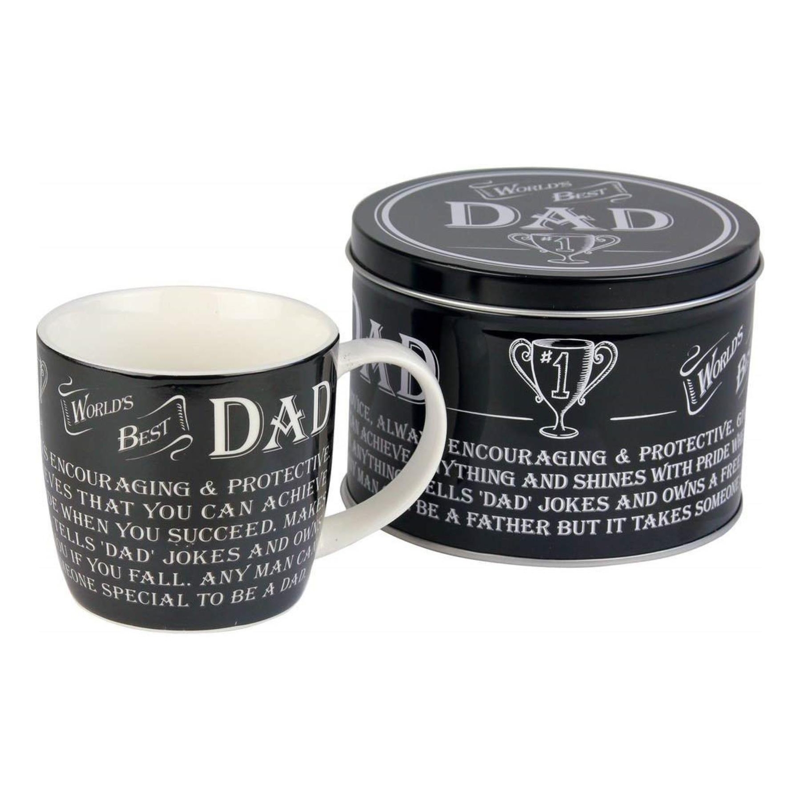 Gift For Dad Mug In A Tin Black Ceramic Father's Day Gift Coffee / Tea Mug