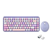Perixx PERIDUO-713PP Wireless Mini Keyboard and Mouse Combo - Retro Round Key...