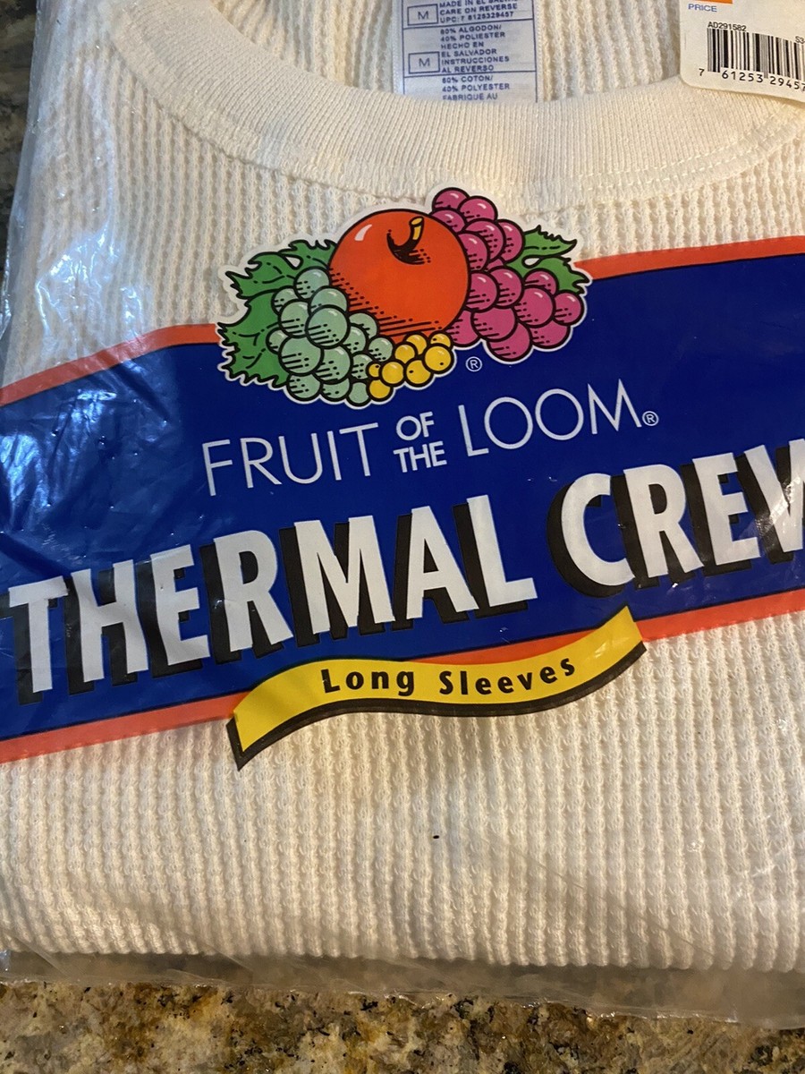 Fruit of the Loom Men's Thermal Crew Neck Long Sleeve Size Medium