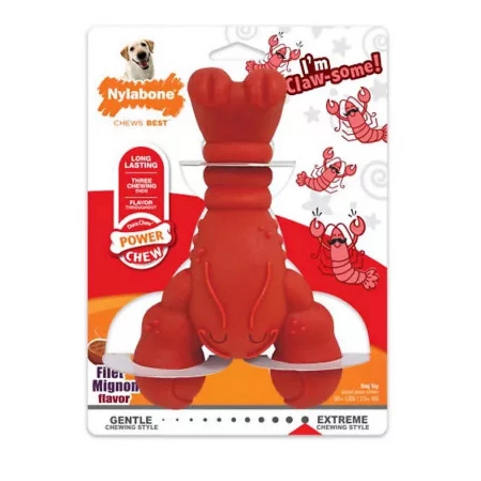 Juguete Power Chew Langosta Perro Filet Mignon 1 Unidad (XL - 50+ Lbs) Por Nylabone Foto 2 de 3
