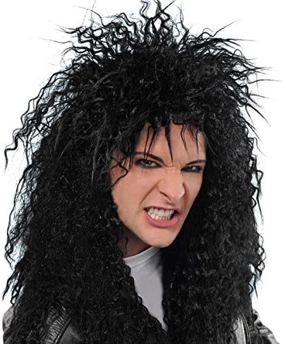 80er Jahre Rocker Perücke – Schwarze Hard Rock Perücke Für Fancy Dress & Kostümpartys