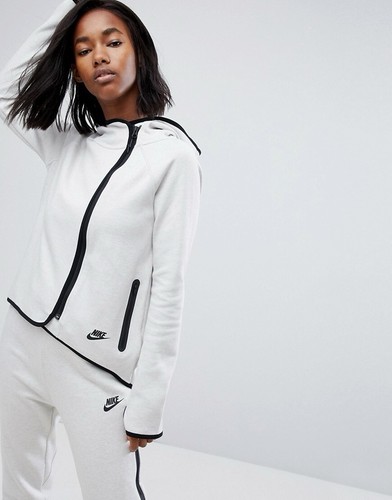 Nike Tech Fleece Cape Hoodie Womens Small White Full Zip Windrunner Sweatshirt - Picture 2 of 14