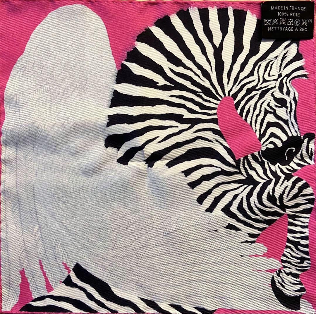 HERMES スカーフ❤️❤️❤️ Hermes Scarf Zebra Pegasus by Alice Shirley Pink 20x20cm (7.9x7