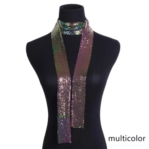Women Long GlitterNeck Collar Sparkly Sequins Scarf Ladies Cocktail Neck Tie NEW - Picture 13 of 23