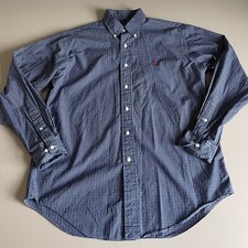 Ralph Lauren Button Down Shirt Mens 15 1/2 M Blue Check Classic Fit