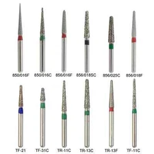 Dental High Speed 856/850 Super Coarse Fine Diamond Burs FG Flat Round End Taper