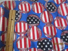 2 yds Vintage Cotton Fabric Patriotic Baseballs America Fabric Traditions 2002