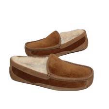 NIB UGG MEN'S ASCOT CORDUROY SUEDE SHEARLING LINED SLIPPERS CHESTNUT 18