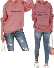 Women Hoodie Dear Person Behind Me Letter Printed Long Sleeve Hooded Shirt Top