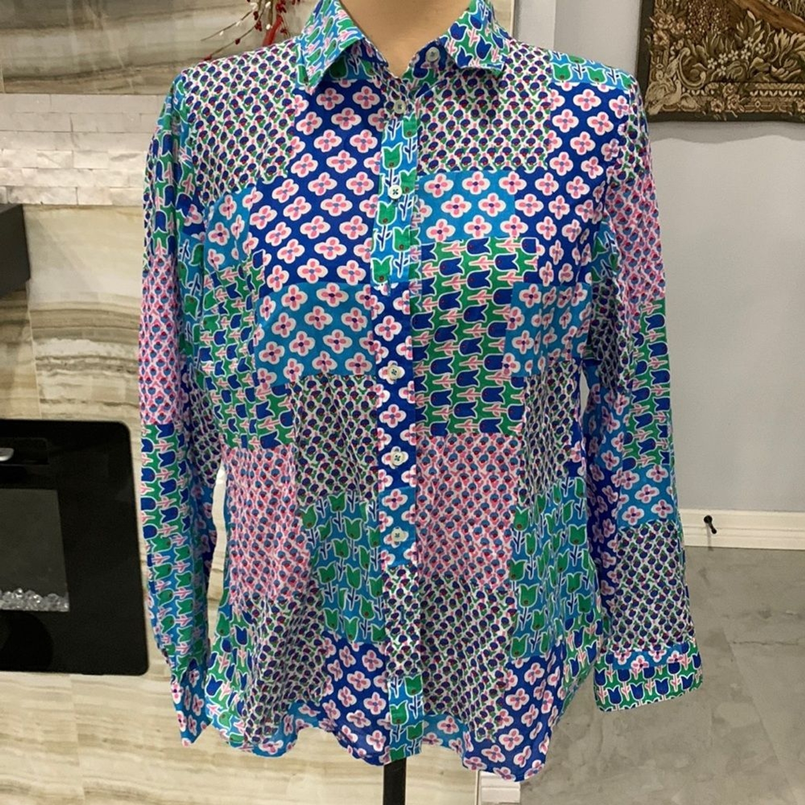 Talbots Medium Petite Tulip Patchwork Blouse. - image 1