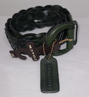 小物 Vintage Coach Waist Belt Leather Green COACH VINTAGE BRAIDED FOREST GREEN LEATHER BELT SIZE MEDIUM