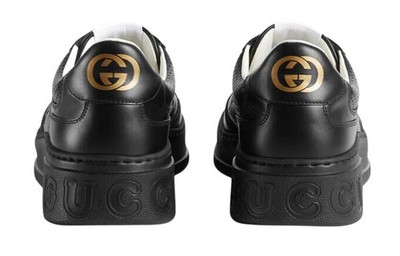 Authentic Men's Gucci Black Chunky GG Embossed Leather Sneakers