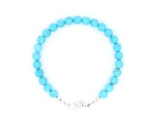 6mm Sleeping Beauty Robin's Egg Blue Turquoise Bracelet, Sterling Silver