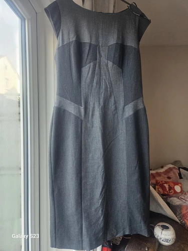 VETEMENTS MAGAZZINO GRIGIO ABITO A TUBINO TAGLIA 16 ELEGANTE ABBIGLIAMENTO DA LAVORO UFFICIO ABBIGLIAMENTO