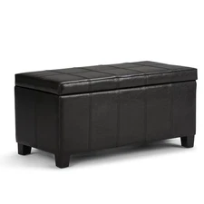 Dover 36 inch Wide Contemporary Rectangle Storage Ottoman Bench in Midnight B...