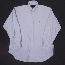 Vintage Polo Ralph Lauren Oxford Button Down Shirt 17-35 Blue Flesh Pony Logo