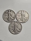 lot of 3 90% Silver Walking Liberty Half Dollars