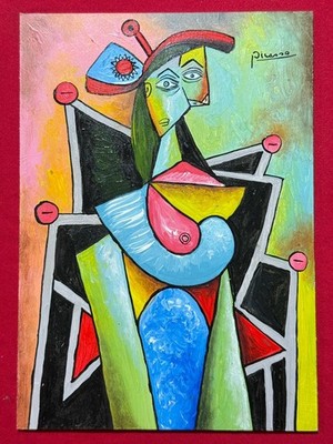 Pablo Picasso (Handmade) Sealed acrylic paint on wood measure 8.6''x12.2''