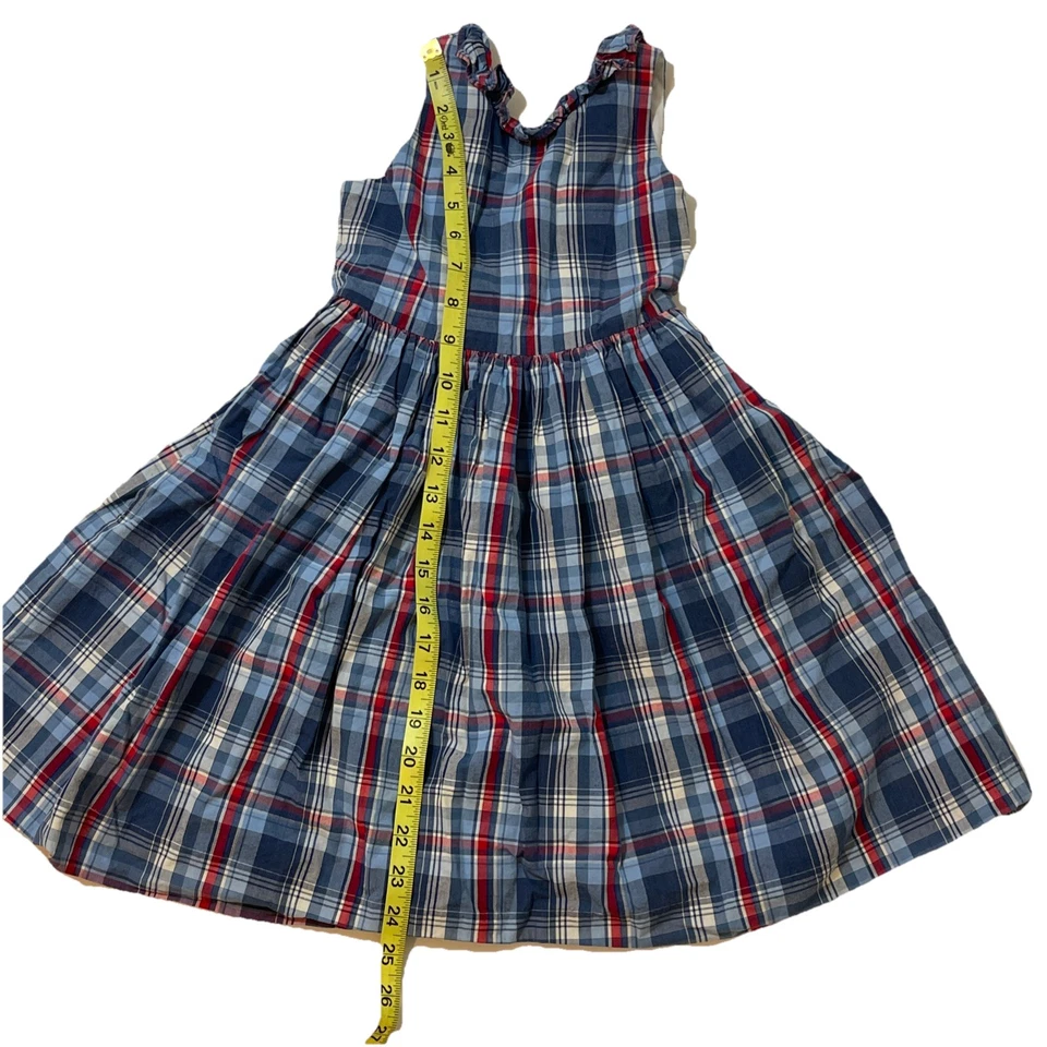 Vestido Papo d’ Anjo Niñas Pequeñas 5 Cuadros Sin Mangas Cuello Volantes Foto 3 de 4