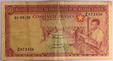 Belgian Congo and Ruanda-Urundi Banknote 50 Francs 1959 (01.09)