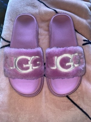 UGG Laton Fur Slides NWT Size 8 Wildflower Fluff