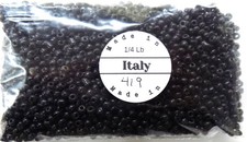 1/4 LB Original 8/0 Jet Black Venetian Seed African Trade Beads V419