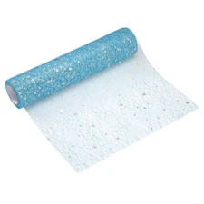 Lake Blue Table Runner Roll, 11" x 45 Feet Sequin Foil Metallic Table Runner