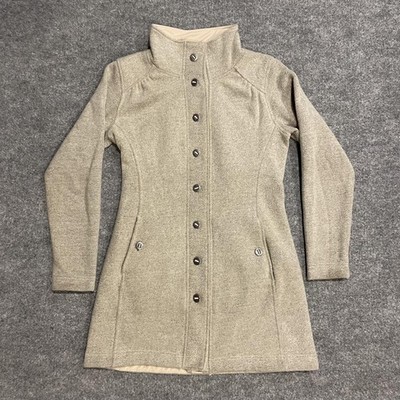 Kuhl Savina Sweater Jacket Womens Small Beige Alfpaca Fleece Long Coat