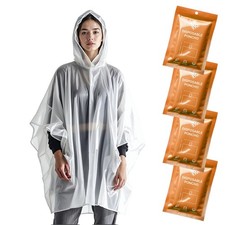 Disposable Rain Ponchos for Adults - Clear with Hood, Compact Emergency Ponch...