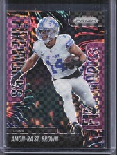 2025 Panini Prizm #16 Amon-Ra St. Brown Fireworks Purple Power #/49