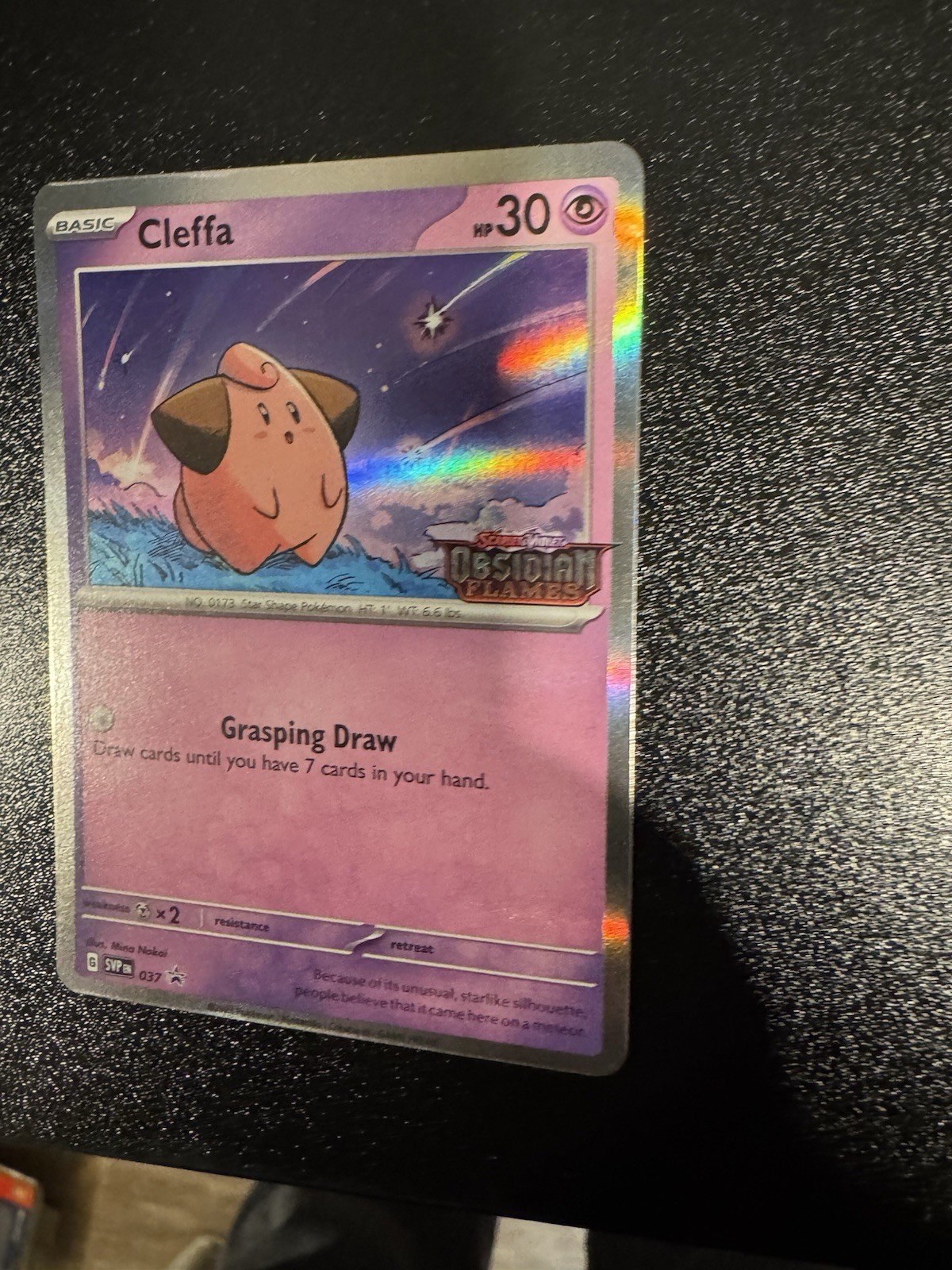 Pokémon TCG Cleffa SVP 037 Promo Pre Release Obsidian Flames Stamped Holo  NM