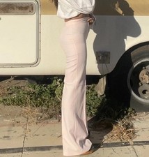 70s Light Baby pink 26  Bell Bottom Flare Trousers Pants Vintage 1970s Disco
