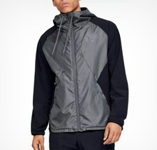 Under Armour Men's UA Stretch Woven Hooded Jacket Size M Gray/Black