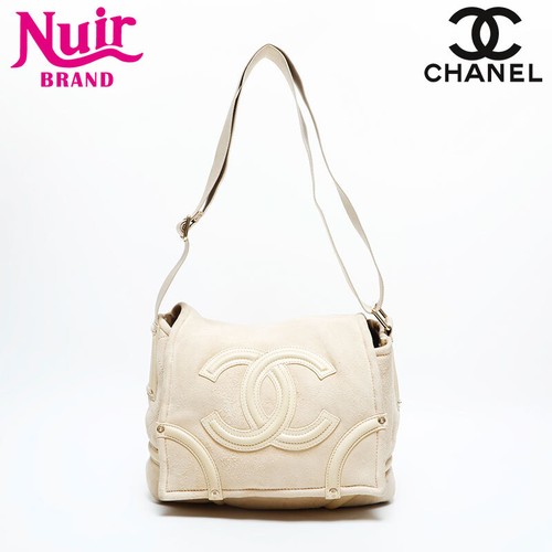 CHANEL Shoulder Bag Model 10 2005 2006 Suede Coco Mark Flap Chain Beige Used fro