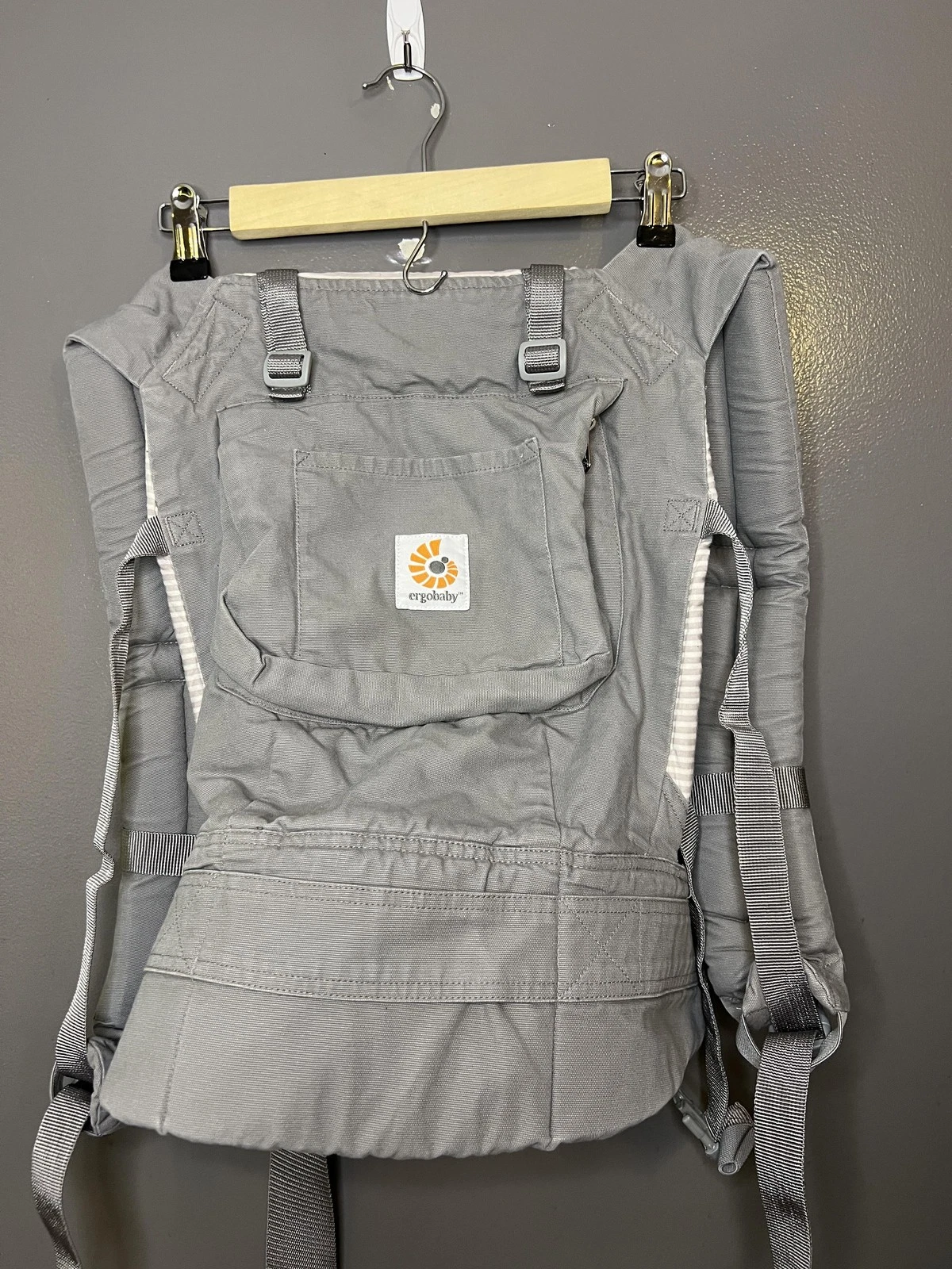 Ergobaby Original Misty Grey Baby Carrier Infant Toddler BCAMSTY Cotton Hood
