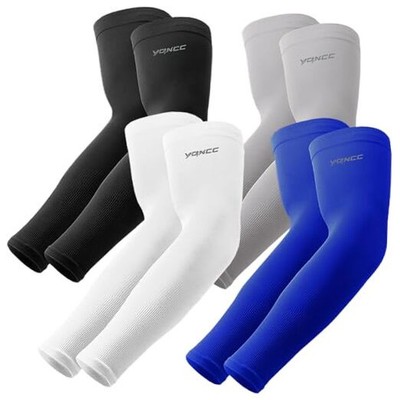  4 Pairs Arm Sleeves, 1 Pair Black, 1 Pair White, 1 Pair Gray, 1 Pair Blue