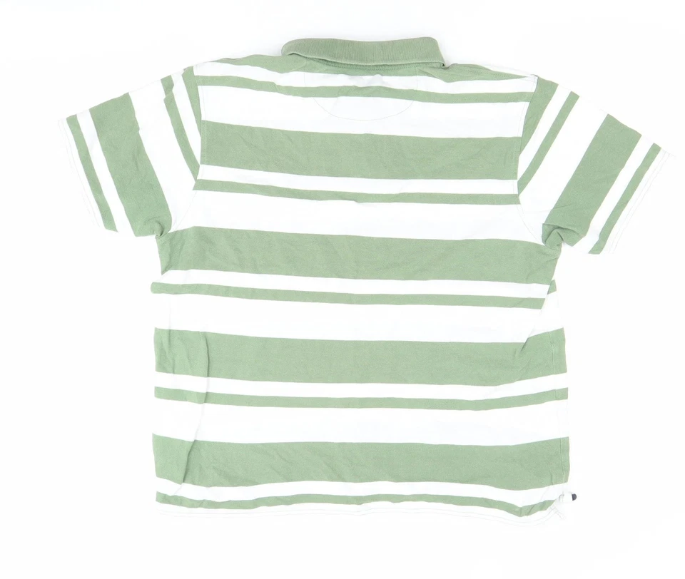 James Pringle Men's Green White Striped Cotton Polo Shirt Medium - Imagem 3 de 4