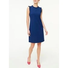 J.Crew Ruffle Neck Suiting Dress Navy US 6 Classic Office Cocktail US 6 NWT